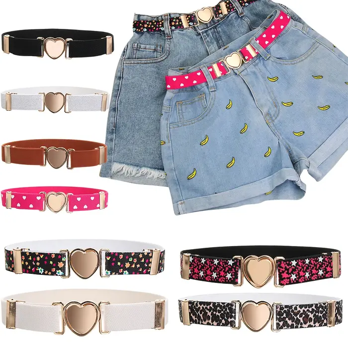 Ceinture élastique ajustable en forme de cœur pour fille