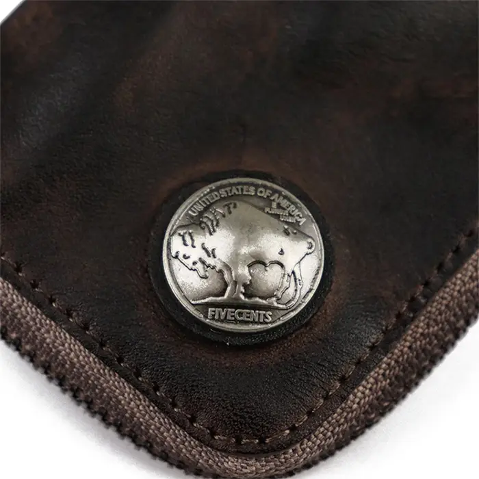 Porte-clés en cuir Original pour hommes, court, Vintage, fait à la main, fermeture éclair, porte-clé de voiture, porte-monnaie, étui pour cartes, organisateur de femme de ménage