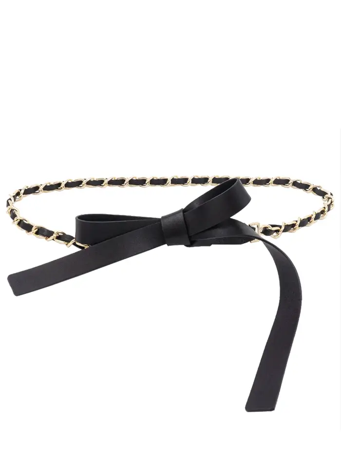 Ceinture fine nouée en cuir de mouton souple