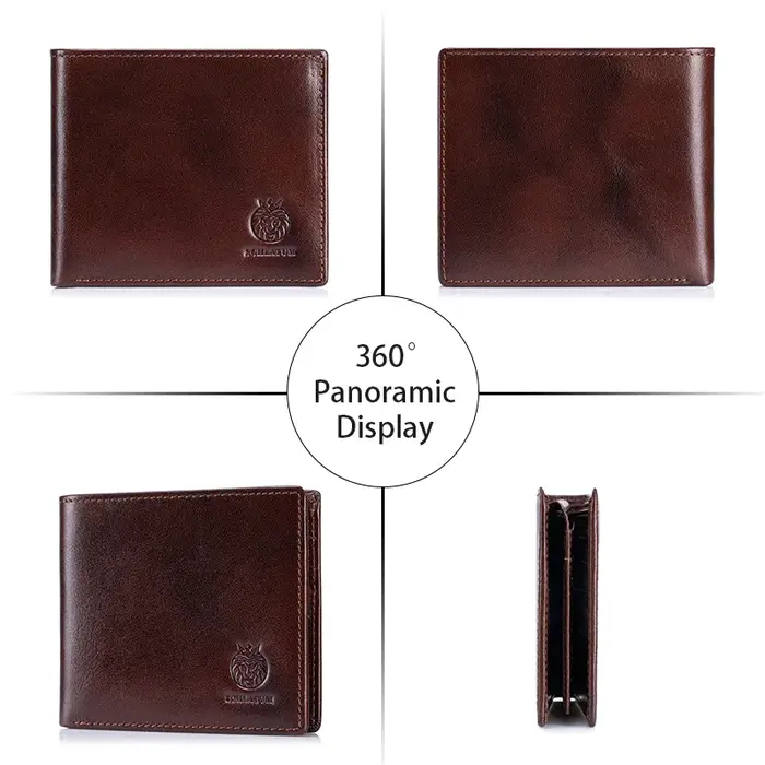 Portefeuille en cuir véritable pour hommes 9 cartes