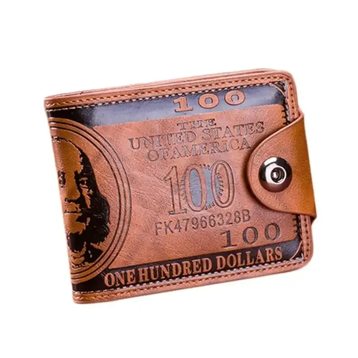 Portefeuille en cuir pour hommes, porte-carte Photo, portefeuille de grande capacité, sac à main, portefeuilles pour hommes avec motif de 100 dollars américains