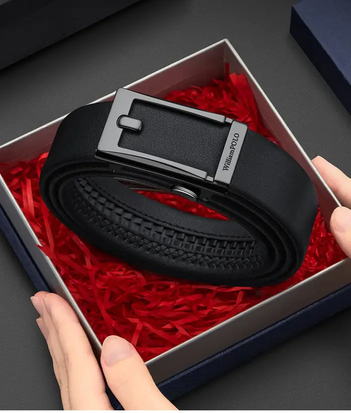 Ceinture en cuir à boucle automatique pour hommes