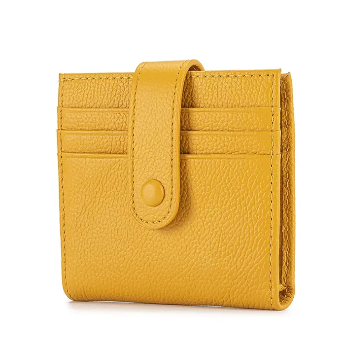 Portefeuille fin pour femme en cuir véritable, petit portefeuille à double pli avec porte-cartes, po