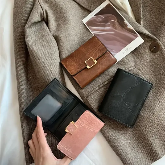 Femmes portefeuille Vintage court en cuir petit sac à main Mini femme mode multi-carte porte-carte porte-monnaie multi-fonctionnel pochette