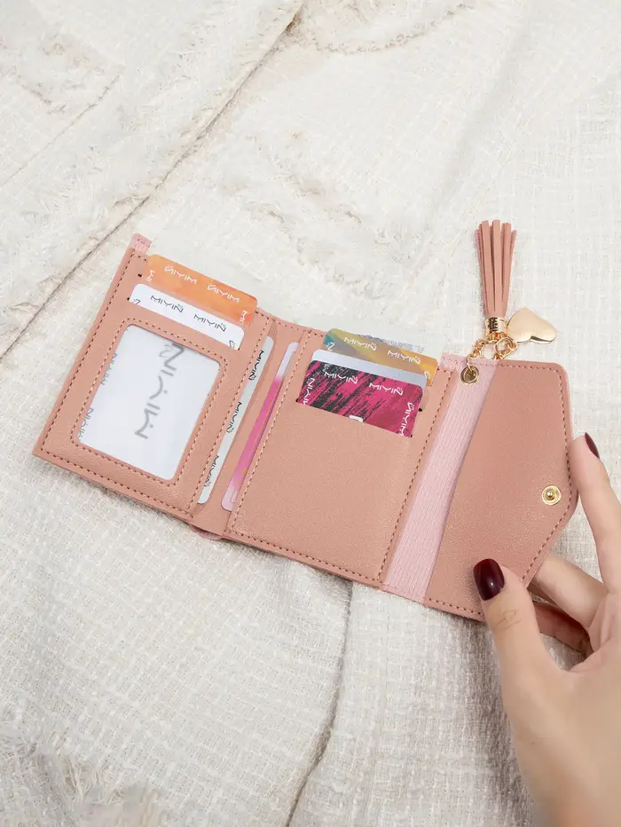 Portefeuille pochette compact pour femme élégant noir