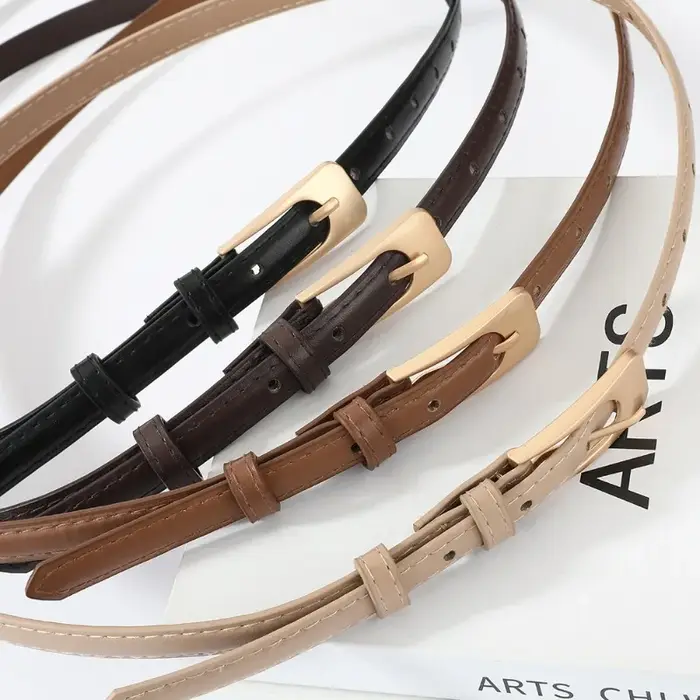 Ceinture fine polyvalente pour femme en cuir PU de haute qualité, idéale pour les jeans décontractés, ceinture fine vintage pour femme