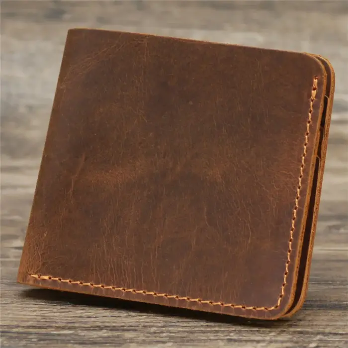 porte feuille hommes  en cuir véritable fait à la main pour hommes, portefeuille homme court rétro pour hommes, Durable, Breif Cartera Hombre