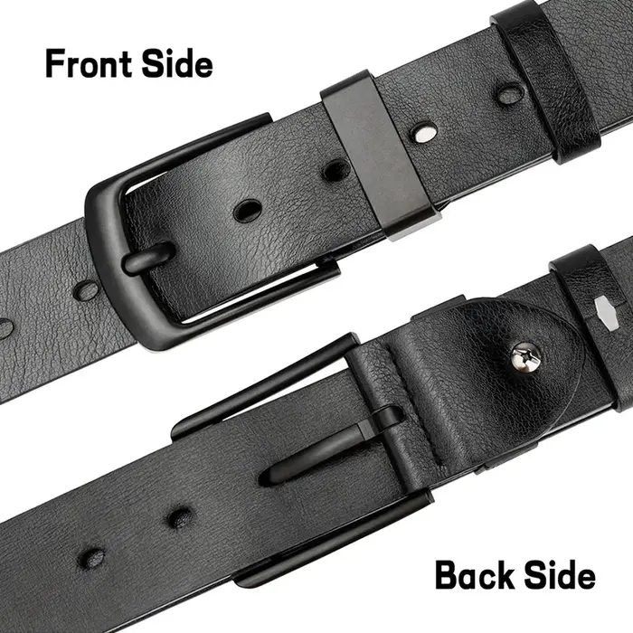 Maikun Ceinture décontractée vintage pour homme avec boucle ardillon noire pour étudiant - Large ceinture en cuir polyvalente