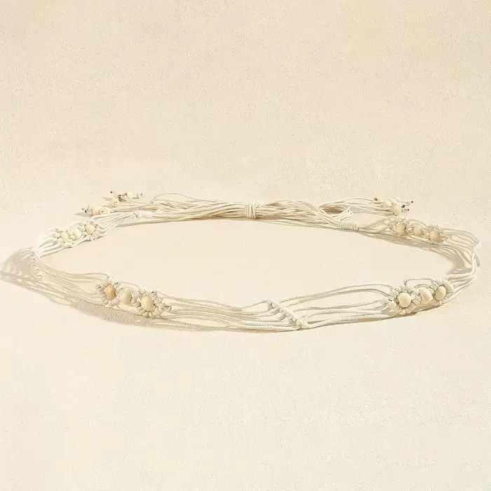 Ceinture tressée bohème pour femmes, ceinture en corde à perles réglable pour robes