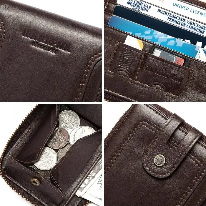 Portefeuille en cuir véritable pour homme