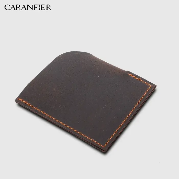 CARANFIER portefeuilles pour hommes porte-carte Premium fabriqué en cuir véritable Cartera Ultra-mince femmes sacs à main unisexe crédit Notecase