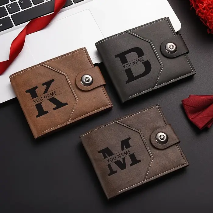 Portefeuille court pour homme en cuir PU personnalisé