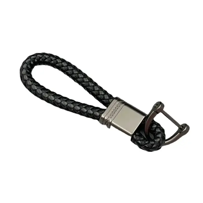Porte-clés de voiture en cuir tissé à la main