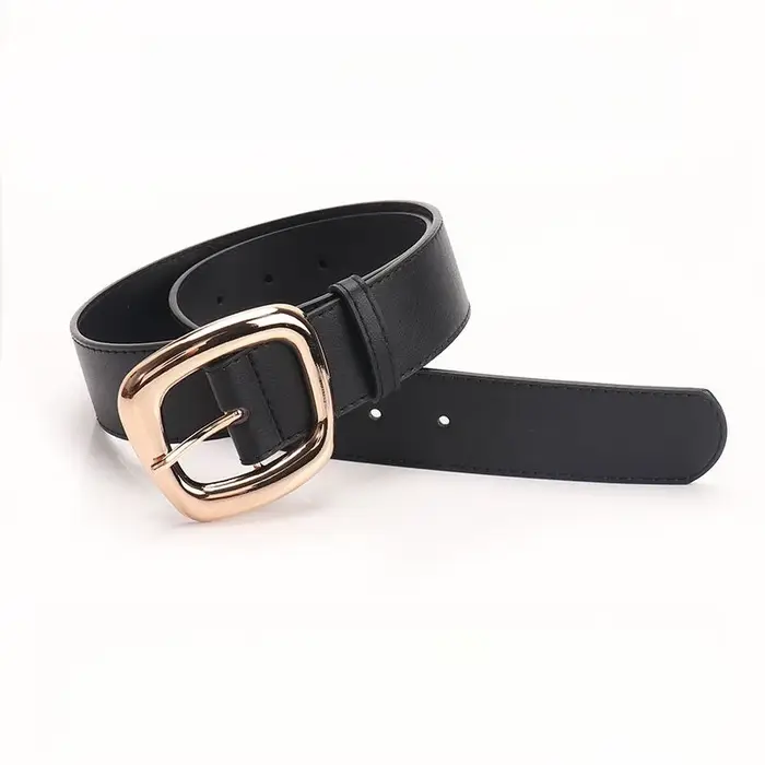 Ceinture large à boucle trapézoïdale polyvalente pour femmes