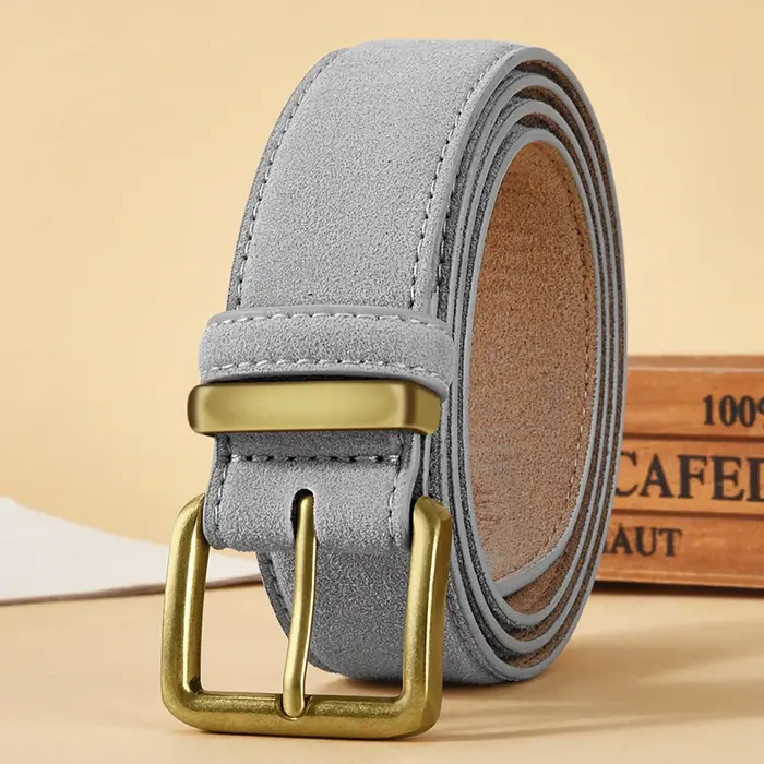 Ceinture de luxe en cuir de vache et daim pour femmes, Style Vintage avec boucle dorée, ceinture de 