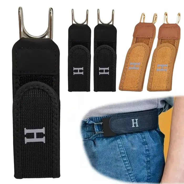 Ceinture élastique sans boucle réglable avec crochet, 1/2 pièces, ceinture de taille en velcro pour