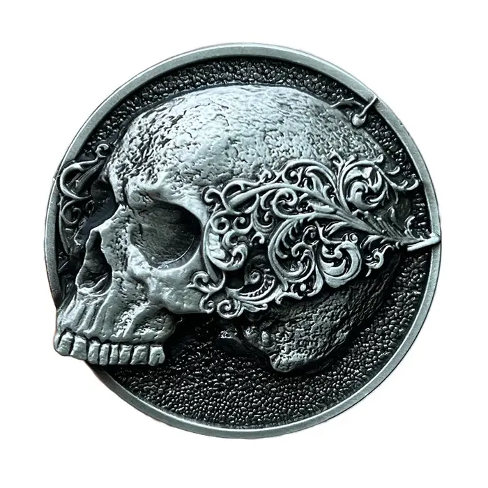 Boucle de ceinture en alliage de zinc avec motif de crâne européen et américain