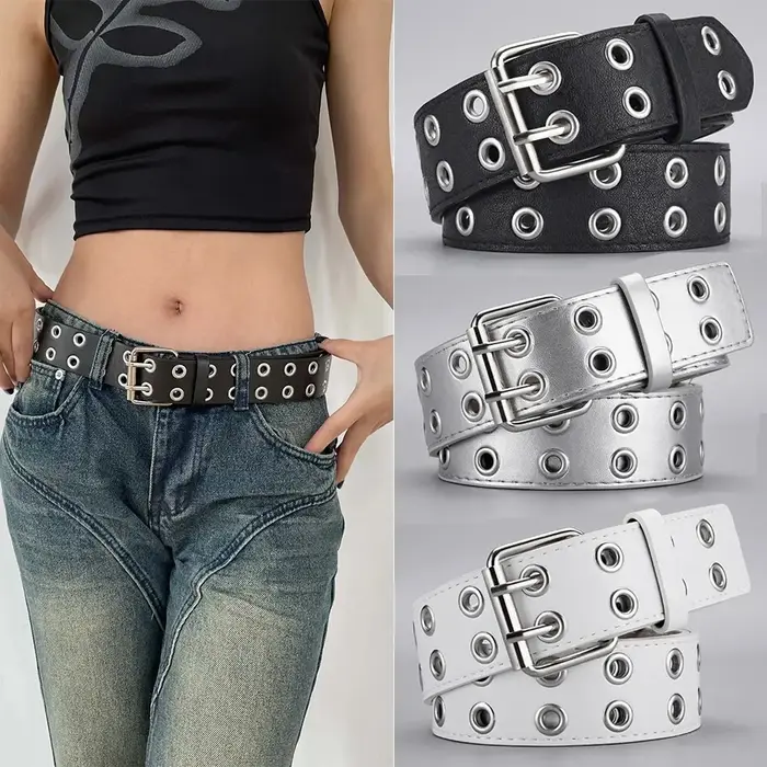 Ceinture tendance Simple à Double trou pour hommes et femmes