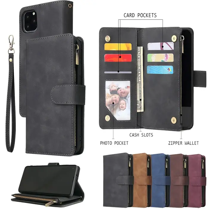 Étui portefeuille en cuir de qualité supérieure pour iPhone 16 15 14 13 12 11 17 Pro Max Plus 17Air 16e
