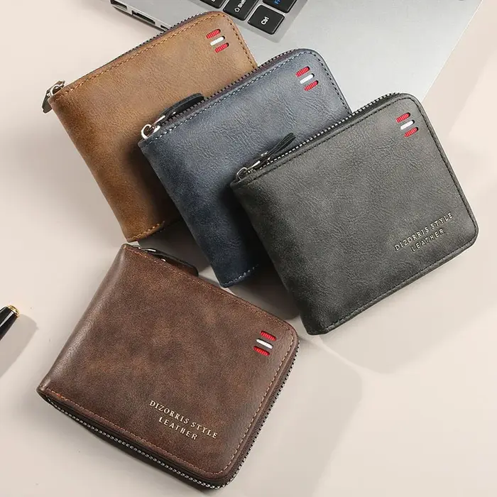 Portefeuille pour hommes version courte 2025 nouvelle couleur unie jeunesse simple trois fois