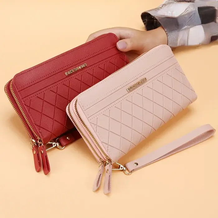Portefeuille Long pour femmes, porte-monnaie à pompon, porte-cartes, pochette en cuir Pu, sac d'argent, portefeuille en cuir Pu