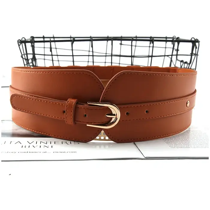 Ceinture Corset large en cuir PU pour femmes, couleur unie, rétro, élastique, slim, robe, manteau, bandage décoratif