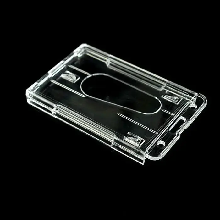 Porte-cartes de crédit transparent vertical en plastique rigide de haute qualité