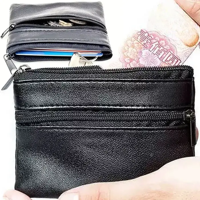 Porte-monnaie en cuir PU pour femmes et hommes, petit sac portefeuille