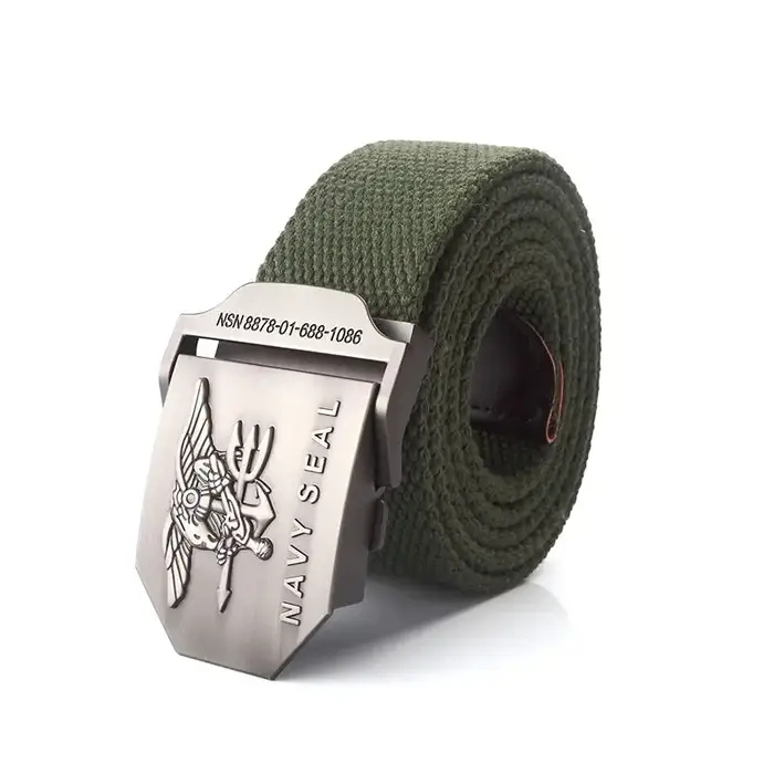 BOKADIAO Hommes et femmes Toile militaire ceinture vintage navy sceau métal boucle de luxe jeans ceinture armée ceintures tactiques pour hommes sangle mâle