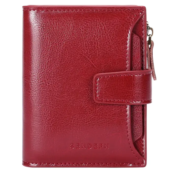 Portefeuille multifonctionnel en cuir véritable pour femme