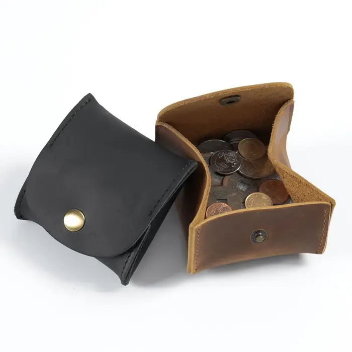 Portefeuille en cuir à fermeture à pression