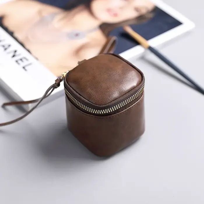 Petit porte-monnaie carré en cuir PU pour femme, haute qualité, rouge à lèvres, étui de rangement co