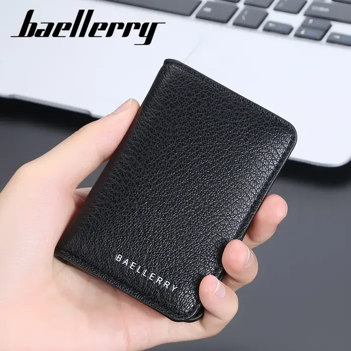 Baellerry mince Compact marque de luxe portefeuille hommes en cuir souple porte-cartes de crédit