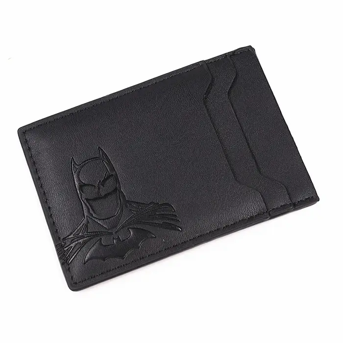 Portefeuille en cuir pour hommes, porte-cartes fin avec découpe en forme de visage de super-héros, m