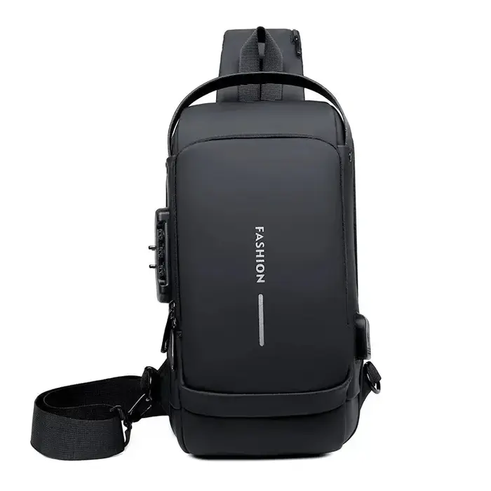 Sac à bandoulière antivol en cuir PU pour homme