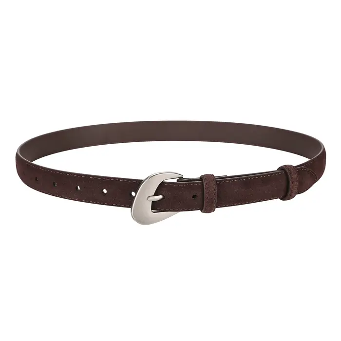 Ceintures en cuir suédé pour femmes avec boucle argentée, ceinture en cuir élégante pour la taille,