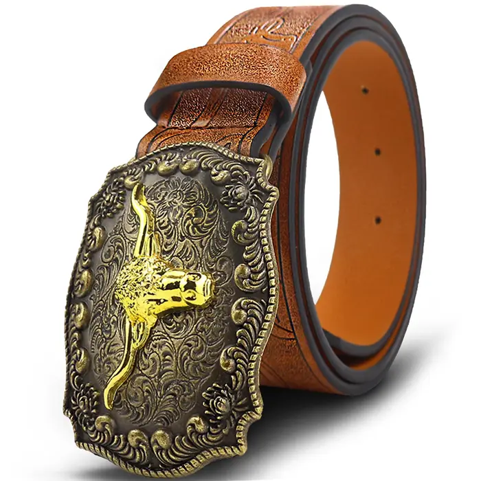 OYIFAN Western Cowboy ceinture jeans boucle ardillon ceinture de mode 100-110-120 cm ceinture sculpt