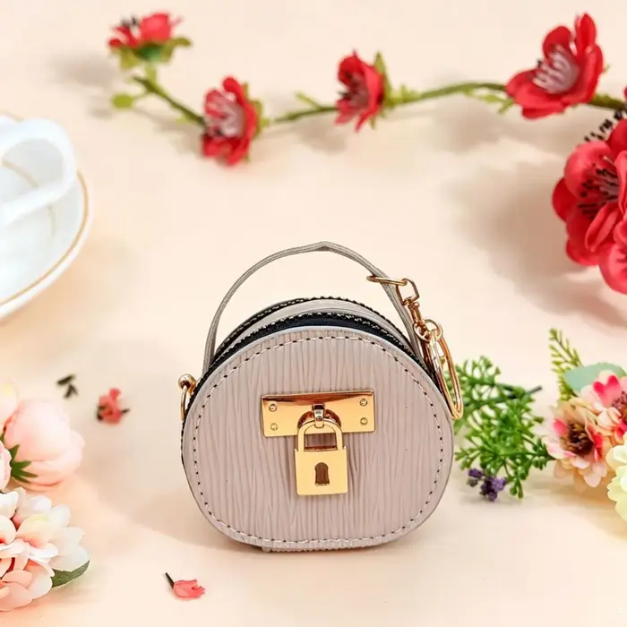 Mini sac de rangement en cuir de luxe avec porte-clés
