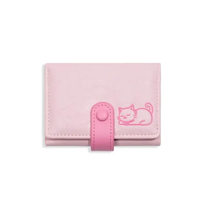 Porte-monnaie portable imprimé chat en cuir PU