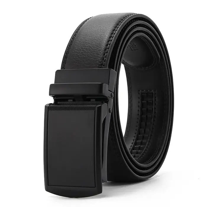 Ceinture en cuir de luxe de couleur unie pour homme