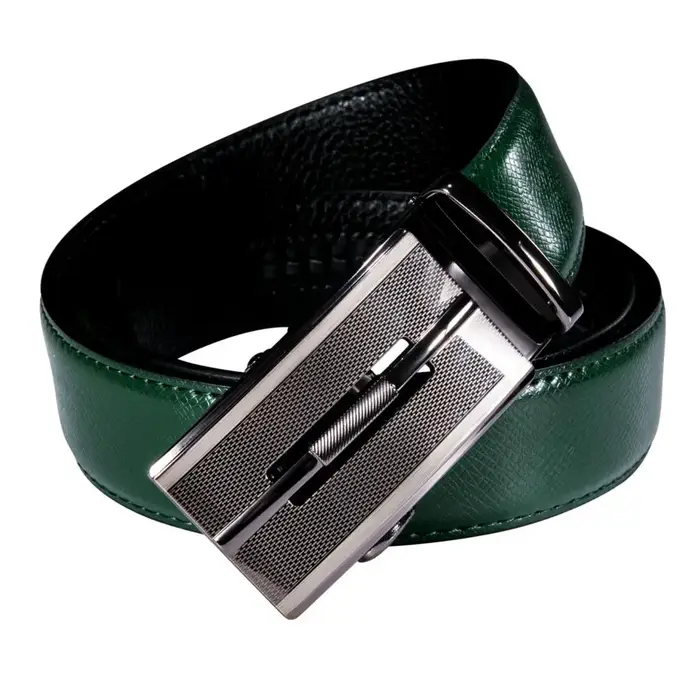 Hi-Tie – ceinture en cuir véritable pour homme, Vintage, argent, à boucles automatiques, de luxe, ve