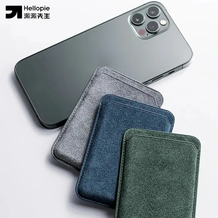 Portefeuille magnétique Hellopie pour MagSafe minimaliste pour iPhone 17 16 15 14 13 12 Pro Max Italie Cuir Alcantara Business haut de gamme