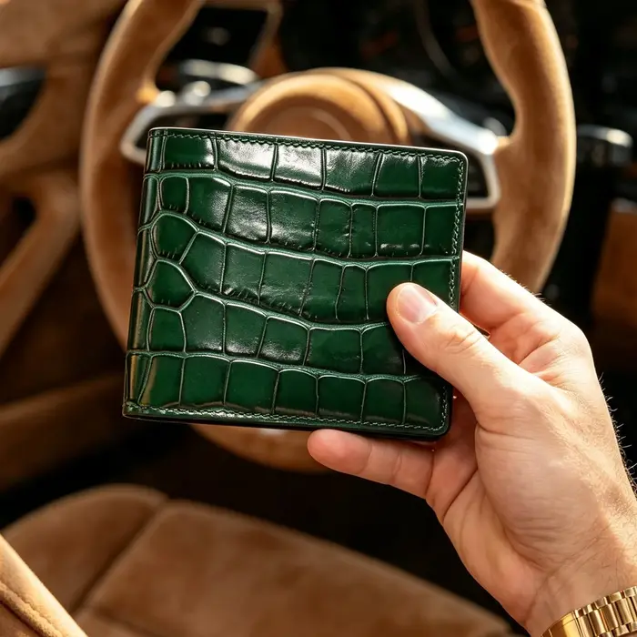 Hiram Beron nom personnalisé homme cadeau portefeuille de luxe motif Crocodile concepteur