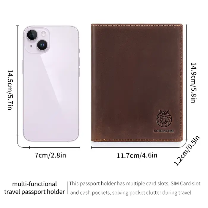 SCHLATUM porte-passeport pour voyage hommes RFID blocage portefeuille de passeport en cuir véritable avec fentes pour