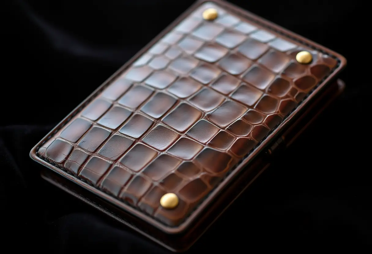 Porte-cartes de luxe en cuir de crocodile sur velours
